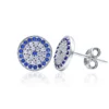 POLIVA Sterling Silver 925 Diamond Pave Setting Jewelry Fashion Simple Blue Evil Eyes Stud Earrings
