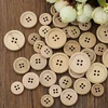 2017 New 50 Pcs Mixed Wooden Buttons Natural Color Round 4-Holes Sewing Scrapbooking DIY