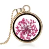 Hot Selling Pendant Jewelry Round Shaped Glass Locket Dry Flower Necklace
