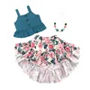 RTS summer floral girls clothing sets boutique kids apparel ruffle baby clothes