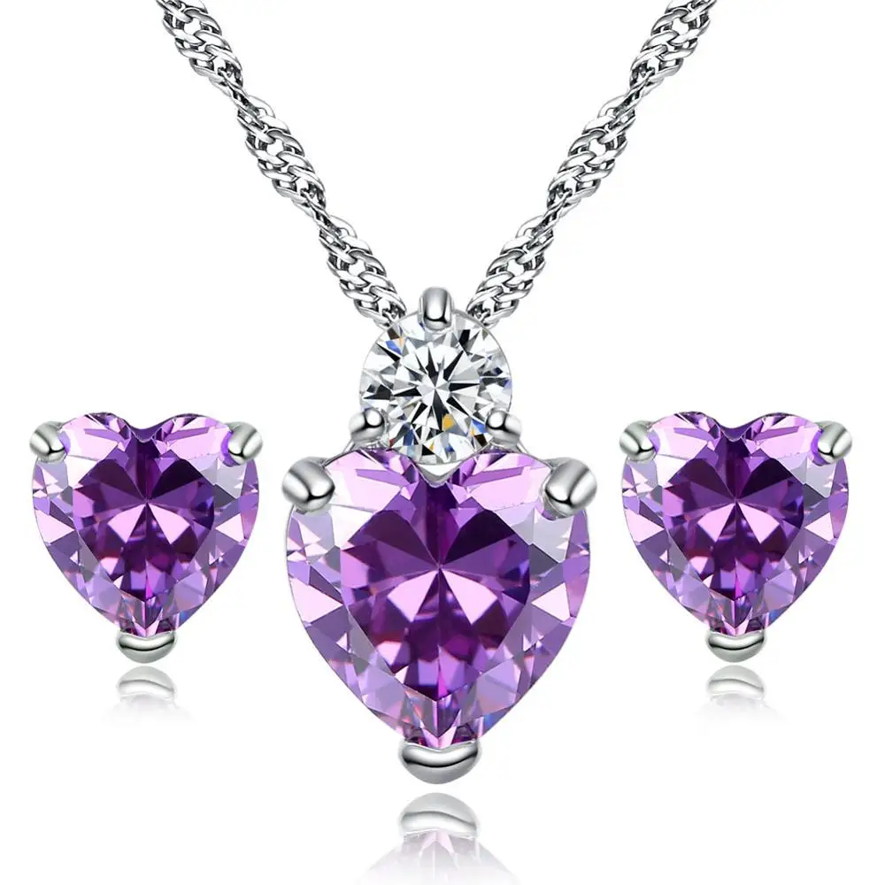 Lady Jewelry 18 K White GP Purple Crystal Heart Necklace Jewelry Set Purple CZ Zirconia Heart Necklace Set, Gold silver
Lady Jewelry 18 K White GP Purple Crystal Heart Necklace Jewelry Set Purple CZ Zirconia Heart Necklace Set, Gold silver