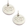Design round shape silver logo custom metal charms pendants jewelry tags for clothing