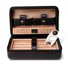 Cedar Wood Travel Portable Leather Cigar Humidor with Humidifier
