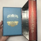 Christmas gift book shape tin box with crackle varnish