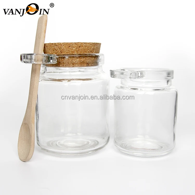 

Kitchen Use 100ml 260ml Glass Salt Bottle With Cork Lid And Spoon for Bath Salt, Spices, Seasonings, Jam, Honey Jar, Sugar Jar, Clear,transparent