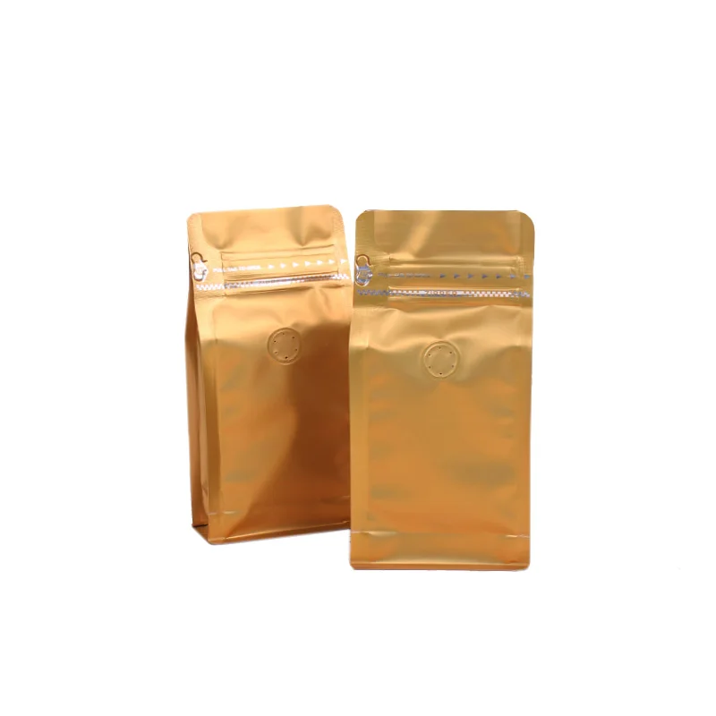 shiny packaging pouch custom food plastic bag side gusset coffee bag with valve