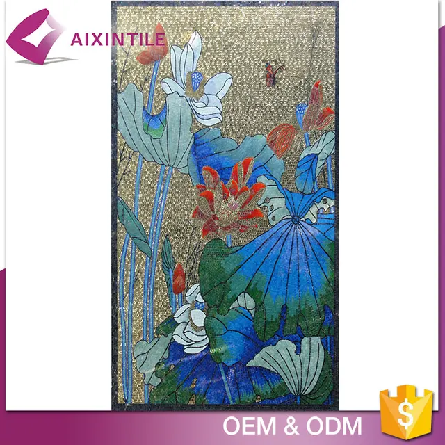 Nice Look Wall Decorative Lotus Flower Mosaic Pattern Design