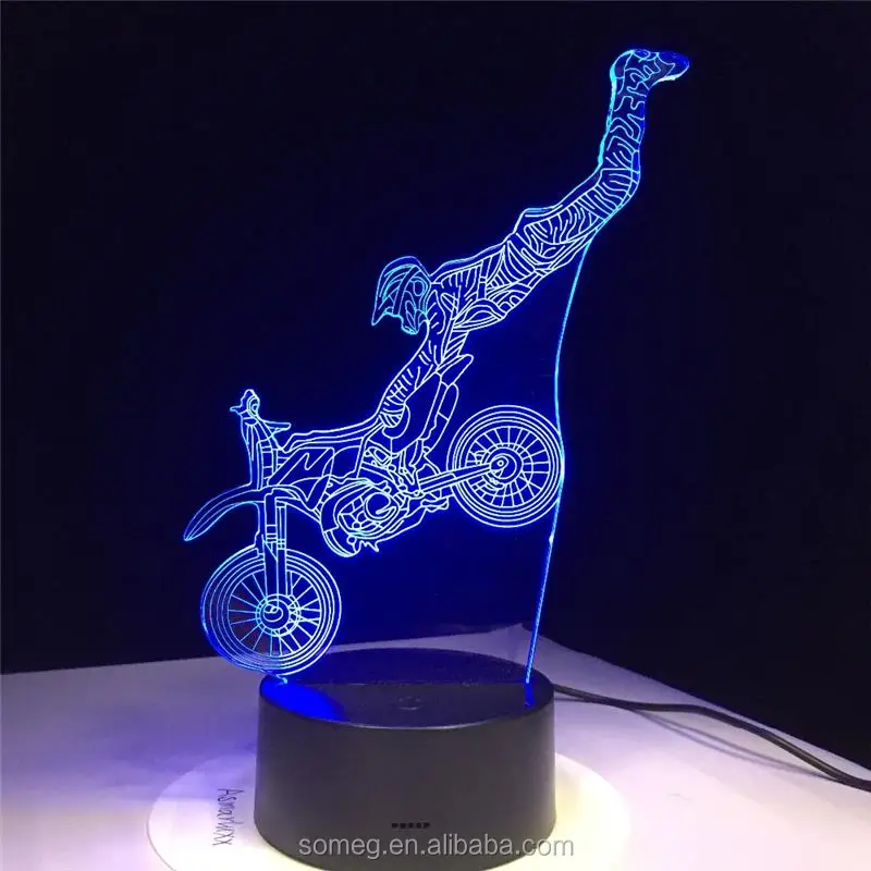 3d bulbing light toys Motorcycle LED Night Light 7 Color Changeable Table Lamp Acrylic plate children's nightlight Lamparas