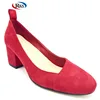 Simple Style Plaid Suede Chunky Low Heel Dress Shoes Pumps Women