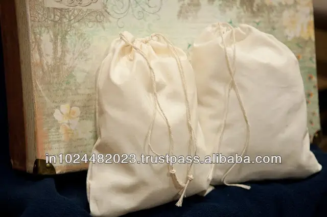 cotton muslin bags with drawstring and custom printing black