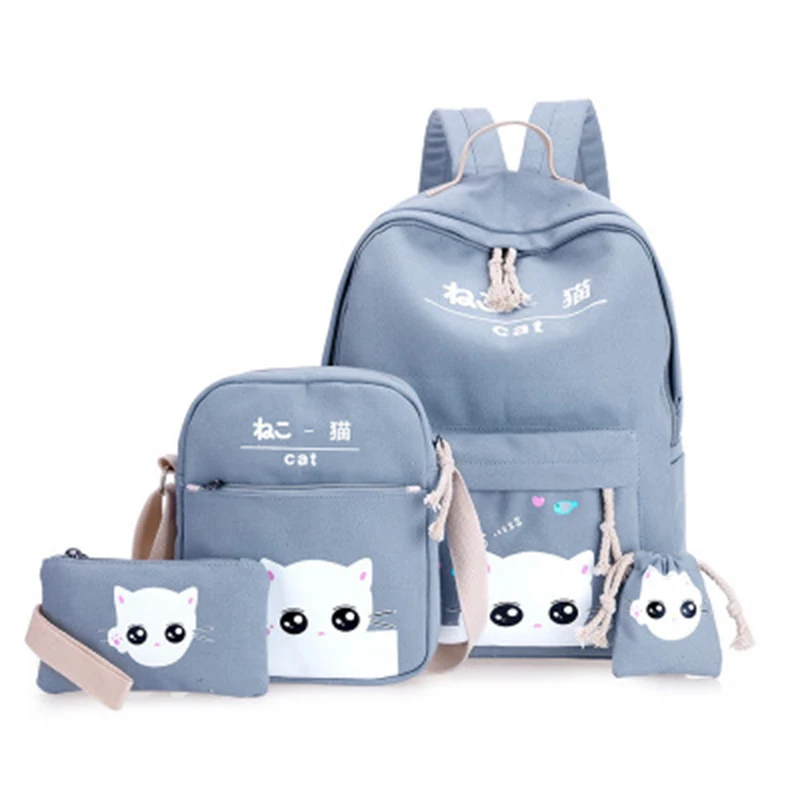 New design factory supplier print cat 4 pieces shoulder bag with waller student backpack
New design factory supplier print cat 4 pieces shoulder bag with waller student backpack