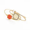 Popular Hot Sale Hollow Out Design Pearl And Studded rhinestone Bracelet Bangle set