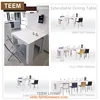 Contemporary rectangle modern extendable MDF top Transformer dining table