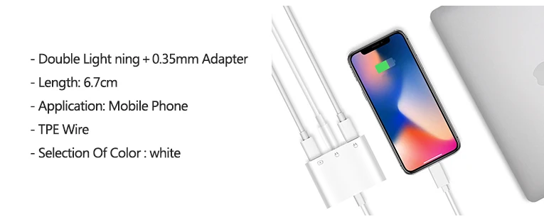 Qualit&eacute; d'origine Double Lumi&egrave;re Ning Jack &Agrave; 3.5 Mm Adaptateur Usb Pour C&acirc;ble Iphone - ANKUX.COM