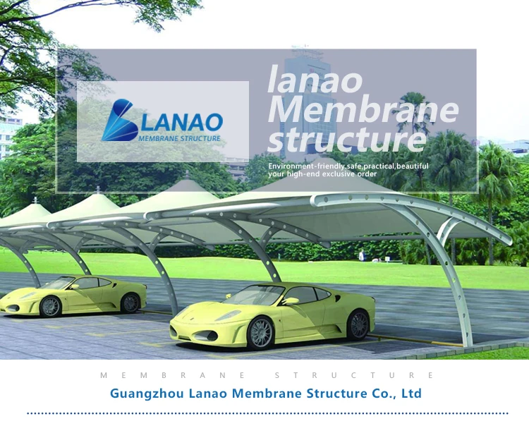 Outdoor Membrane Structure Galvanized Metal Poles Sunshade Canopy