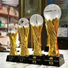 NEW Design laser engraved awards and medals crystal glass ball resin trophy for World Cup
