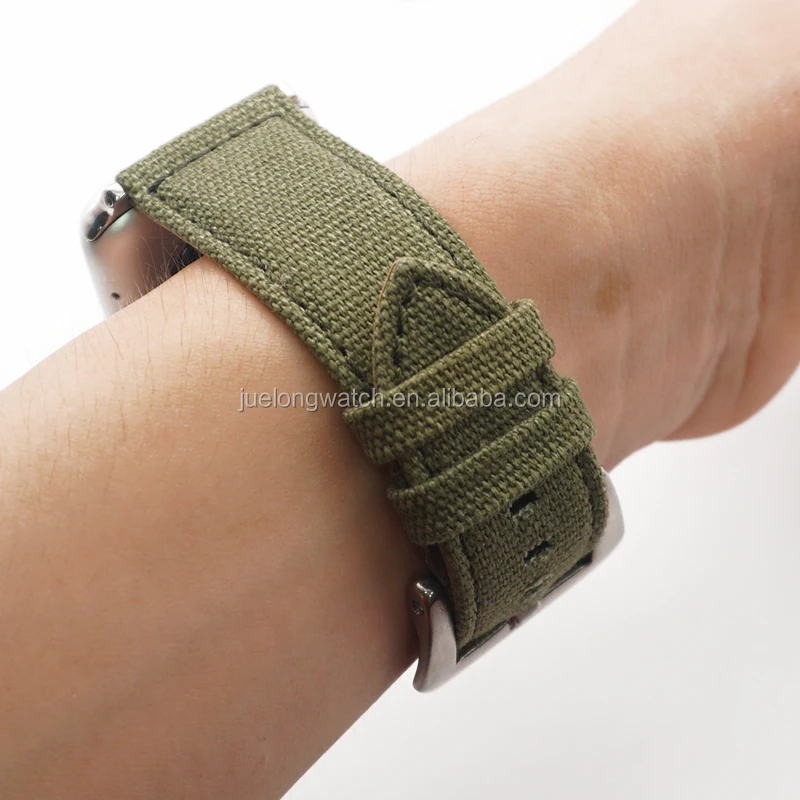 38 mm/40mm 42mm/44mm military green leather washed canvas ammo