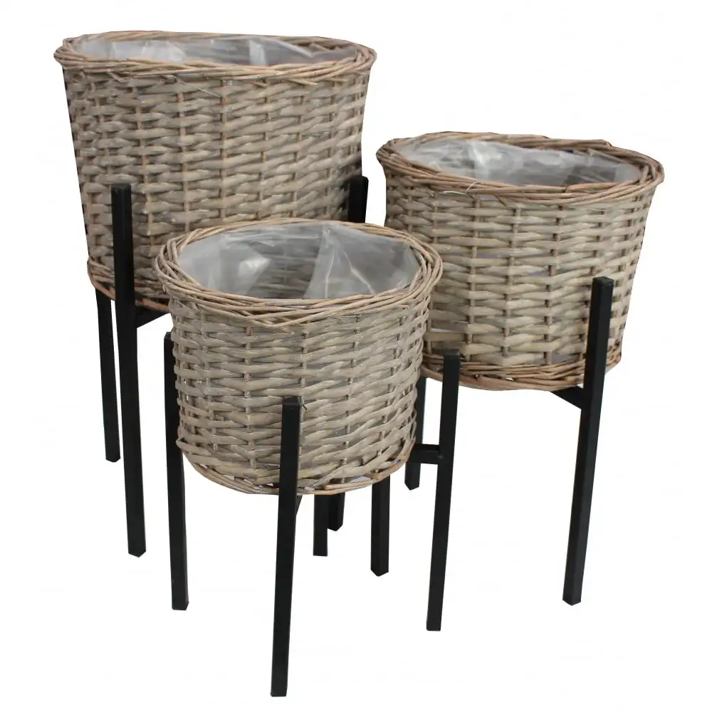 natural grey wash waterproof liner wicker rattan willow round