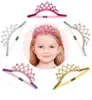 Newborn to Toddler Girls Glitter Crown Skinny Stretchy Headbands Cute Toddler Bling Bling Hair band with Diamond Crown for Kids