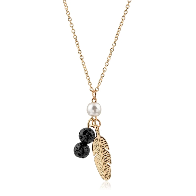 Natural Stone leaf Pendant Necklaces gold chain 2 lava Stone beads Pendant Necklace Women Jewelry, As photo
Natural Stone leaf Pendant Necklaces gold chain 2 lava Stone beads Pendant Necklace Women Jewelry, As photo