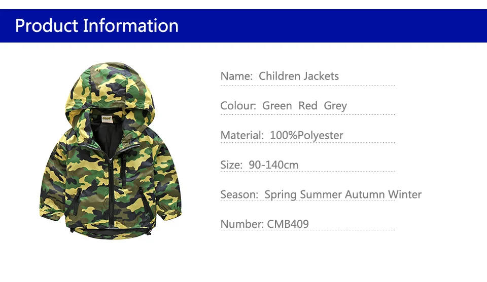 2018 New Children Camo Hooded Jackets For Boy Girls Camouflage Zipper Windbreaker Kids Long Sleeve Casual Outdoor Clothes CMB409 (1)