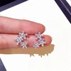 Kaimei New Products 2018 Wedding Jewelry Snowflake Flowers Cubic Zirconia CZ Stud Earrings for Girls