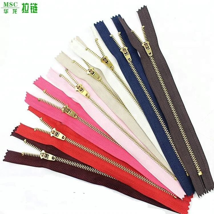 brass metal zipper 5yg metal slider pocket zips jeans zipper