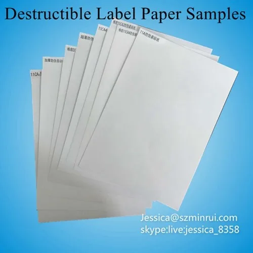 Factory Supply Breakable Security Self Adhesive Destructible Vinyl Paper Matte White Brittle A4 Size Eggshell Paper Material