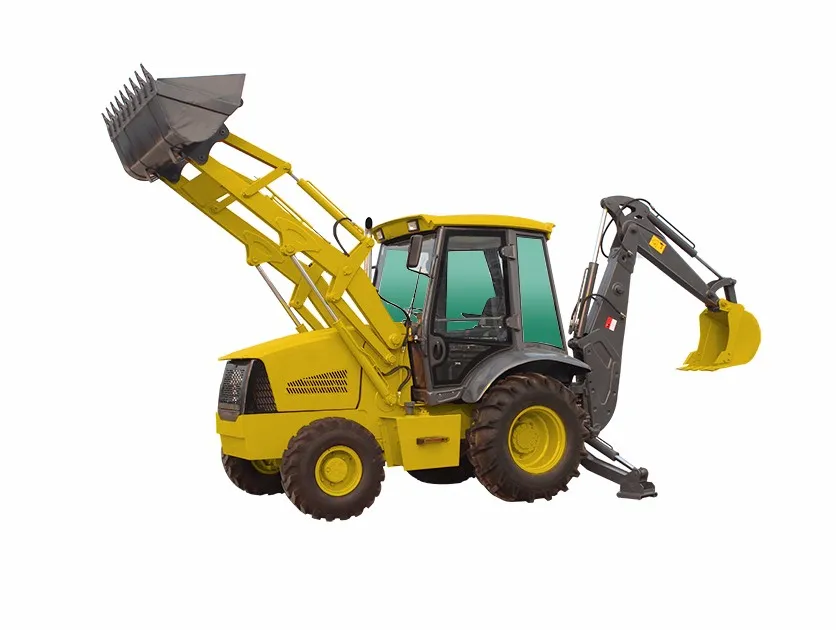 hydraulic front loader and backhoe excavator with back digger