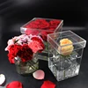 High Polish White Rose Box Uk Clear Acrylic Box For Container Box Creative Portable Cardboard Acrylic Display Flower Case