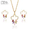DTINA hypoallergenic jewelry set green copper earrings and necklace set