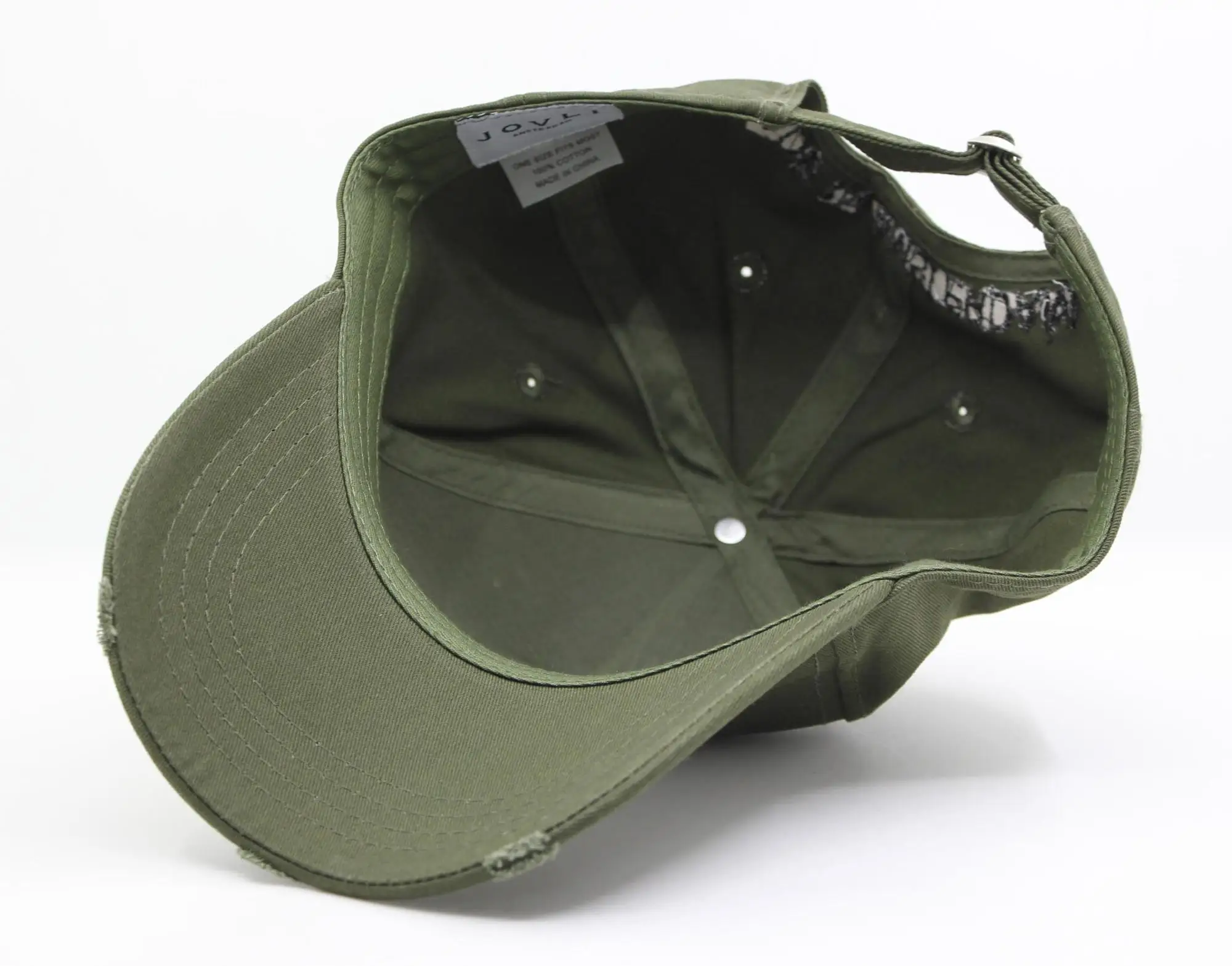 Five panel structured olive green baseball cap hat