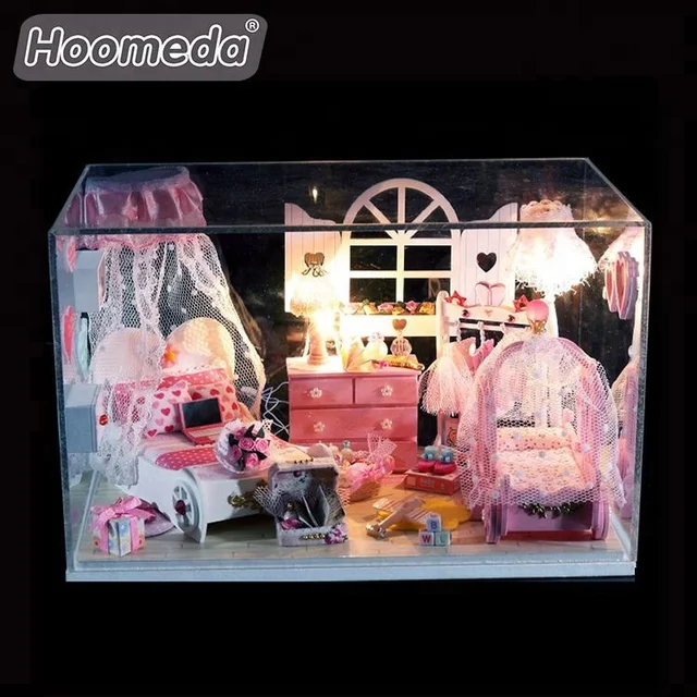best birthday gift pink diy little doll house for girlfriend