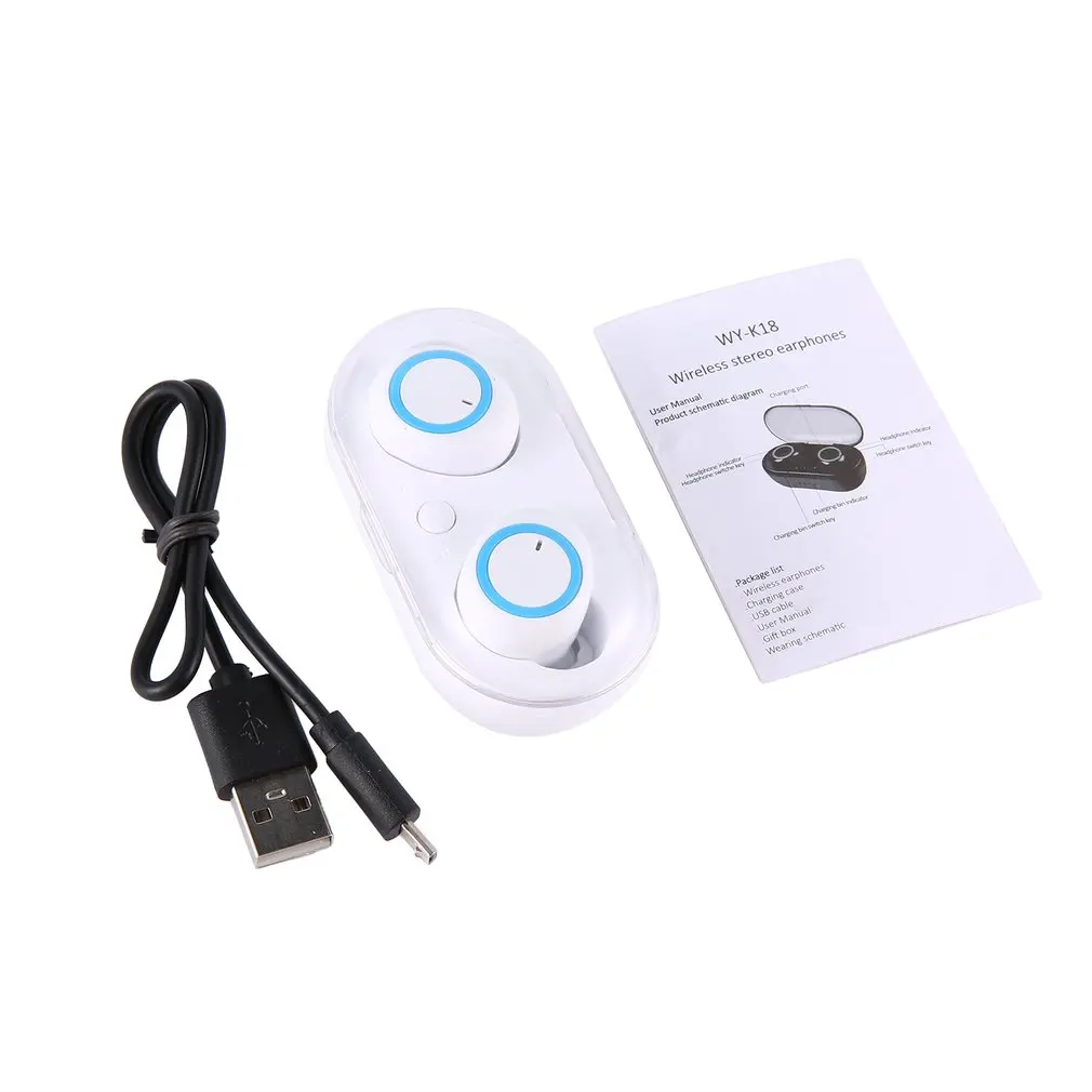 WY-K18 Mini Wireless Bluetooth Earphone TWS Wireless Headphones Bass Stereo Waterproof Bluetooth Headset with Mic for Smartphone - ANKUX.COM