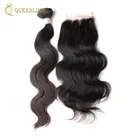 100% Brazilian raw hair virgin hair bundles with lace closure