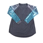 Monogrammed Long Sleeve Women Gradient Glitter Sequin Tunic