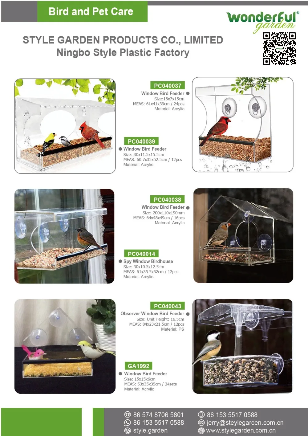 plastic acrylic window hanging automatic wild bird seed feeder