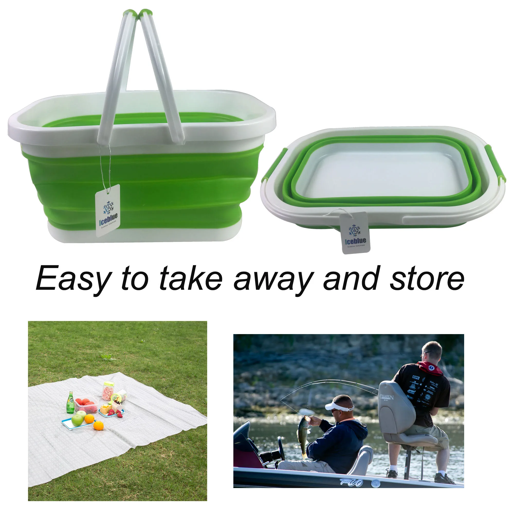 iceblue hd plastic collapsible storage picnic baske