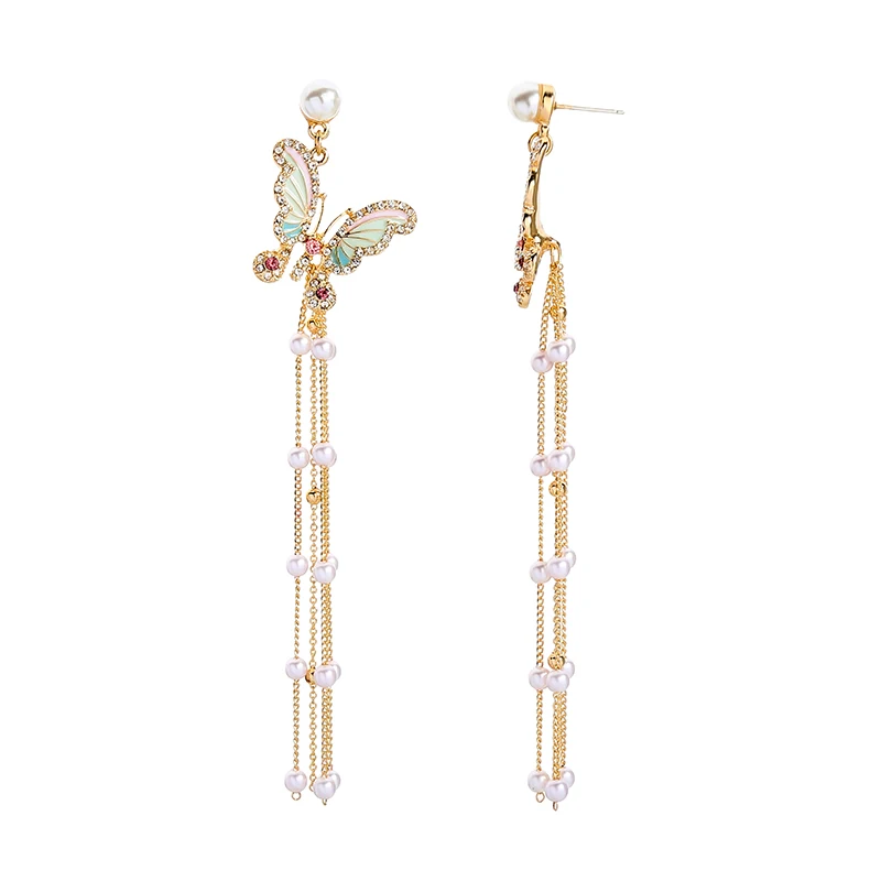 ed02065d 925 Silver Post Enamel Butterfly Pearl Chains Tassel Clip on Earring, Gold
ed02065d 925 Silver Post Enamel Butterfly Pearl Chains Tassel Clip on Earring, Gold