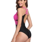 Swimwear Black Zipper High Cut Sexy Thong Monokini 1 Piece Swimwear Swimsuit For Women