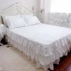 Luxury 100%cotton white solid color lace bedding sets
