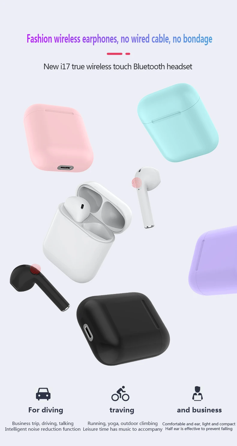Newest i17 TWS 5.0 Earphone HIFI Super Bass Sound Wireless Earbuds Touch Earphones For phone - ANKUX.COM