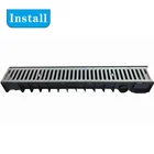 trench drainage with grate covering for water channel outdoors