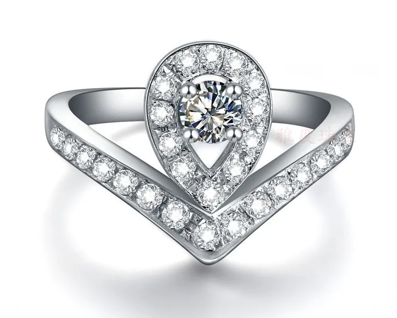 Fancy Bridal Jewelry Solid 14K White Gold Brilliant 0.3Ct Synthetic Diamond Engagement Ring for Bride Wedding Ring Real 14K Gold