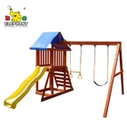 Wooden outdoor playground equipment swing set for children
