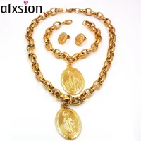 

Afxsion jewelry virgin Mary necklace stainless steel jewelry pendant earrings bracelet