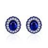 Wholesale womens round silver sapphire cz stone earrings
