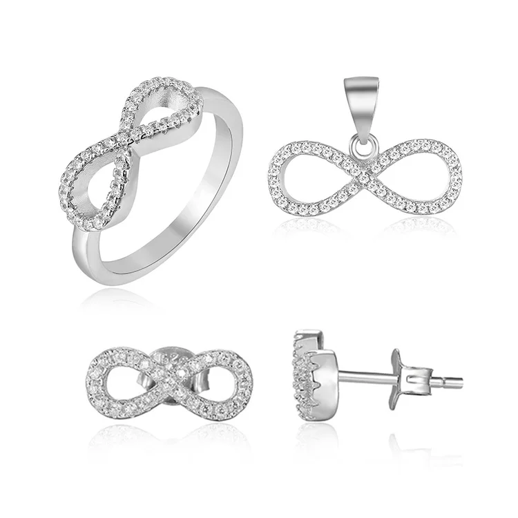 POLIVA China Liwan Plaza Jewellery High Quality Micro Pave Cubic Zirconia S925 Sterling Silver Number 8 Infinity Jewelry Set, White 
POLIVA China Liwan Plaza Jewellery High Quality Micro Pave Cubic Zirconia S925 Sterling Silver Number 8 Infinity Jewelry Set, White