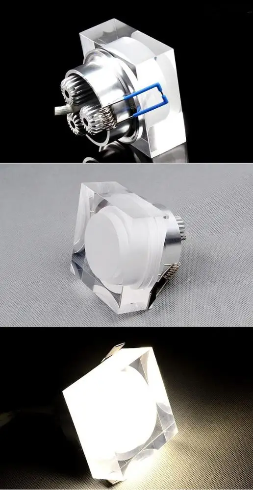  SquareRound ceiling lamp Crystal LED Downlight 1W3W5W9W LED Ceiling Lamp Corridor Lights AC110V220V LED Spot Light (10)