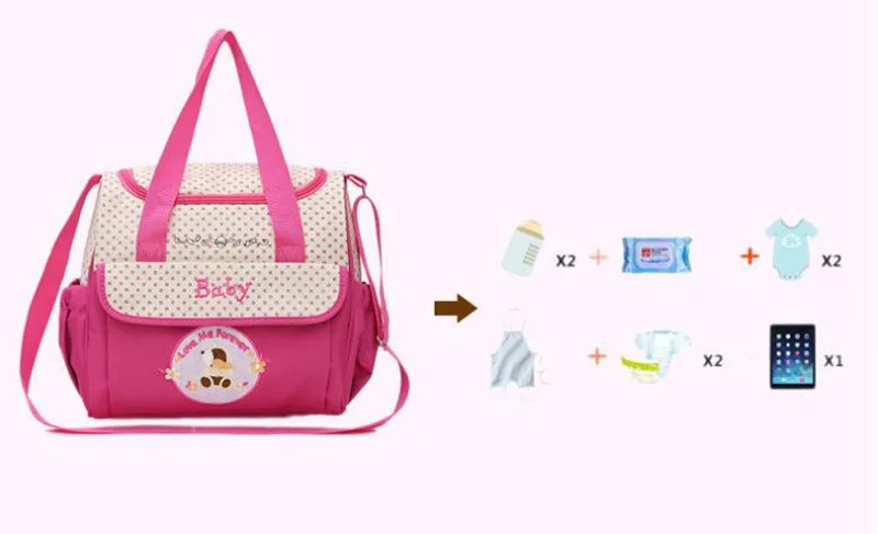 CROAL CHERIE 381830cm 5pcs Baby Diaper Bag Sets changing Nappy Bag For Mom Multifunction Stroller Tote Bag Organizer (3)